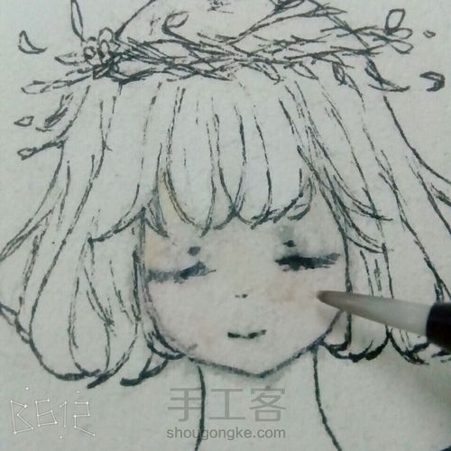 森系少女水彩上色 第4步