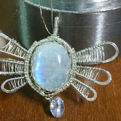 月光石银丝绕线翅膀吊坠 第9步