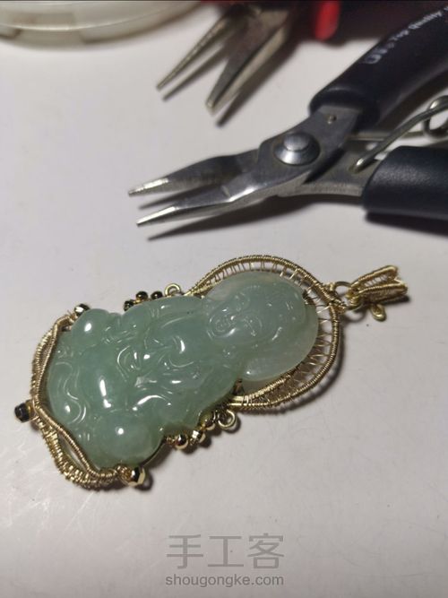 （原创）无焊接 玉石 金属绕线 吊坠 第13步