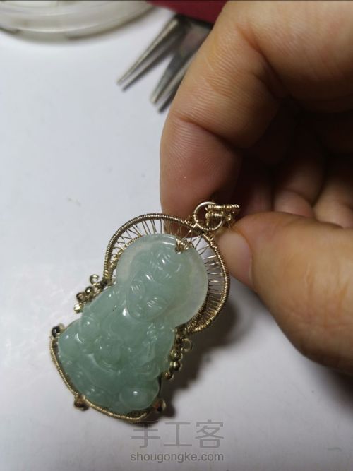 （原创）无焊接 玉石 金属绕线 吊坠 第14步
