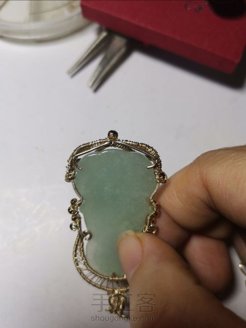 （原创）无焊接 玉石 金属绕线 吊坠 第15步