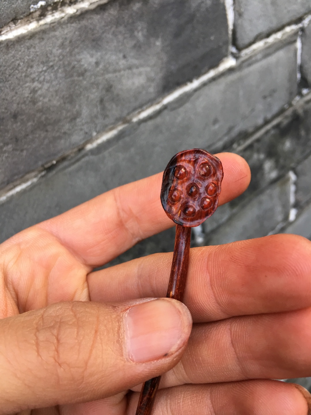 印度小叶紫檀随型二膘料   制作莲生贵子掏耳勺的制作图解