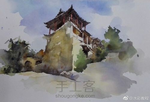 【转】手绘水彩风景画 第5步