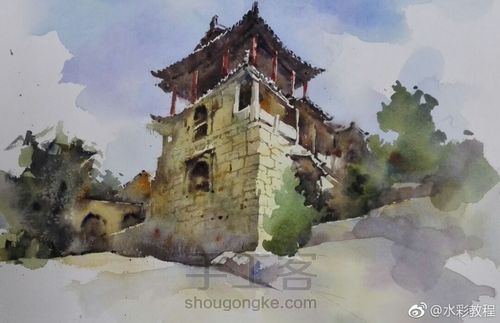 【转】手绘水彩风景画 第6步