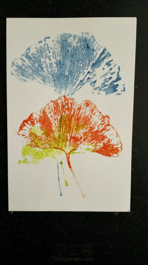【原创】手绘水彩小叶子创意明信片 第17步