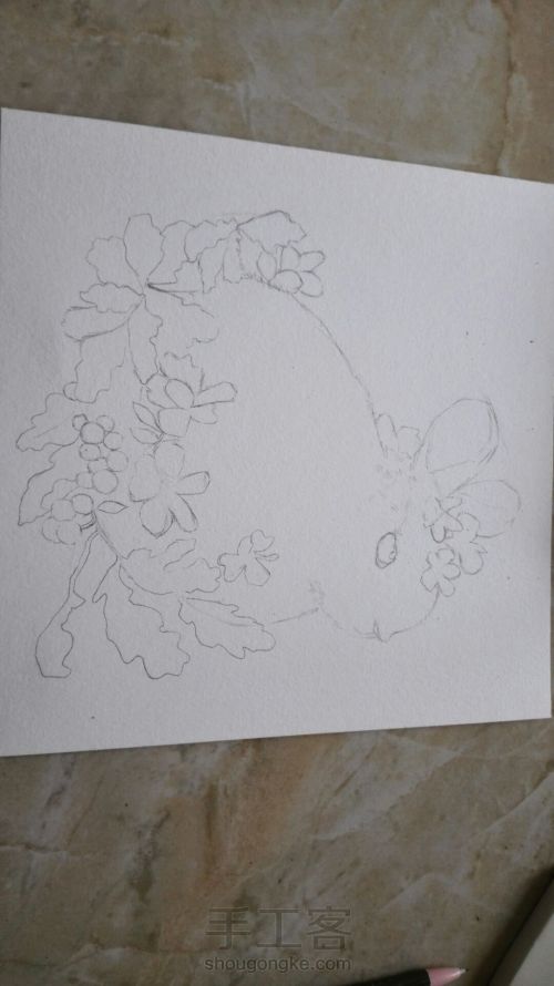 【临摹】手绘水彩小兔子装饰画 第3步