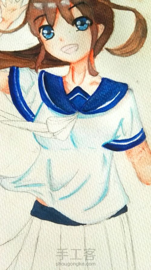 【水彩】一只水手服萌妹✧ 第14步