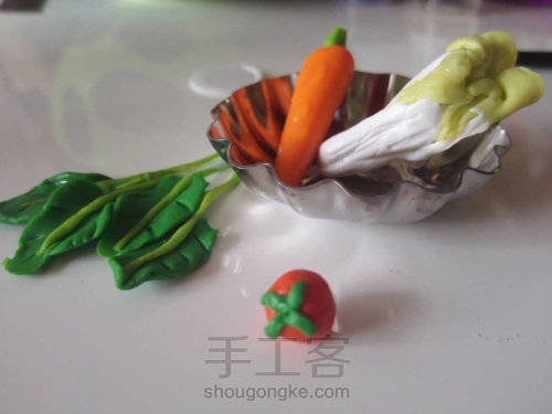软陶蔬菜篇-菠菜萝卜西红柿白菜 第8步