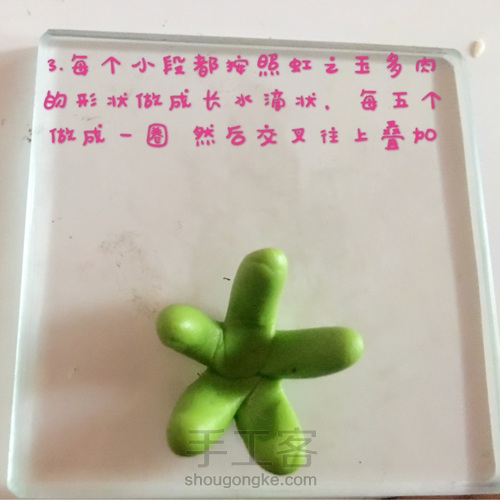 软陶多肉植物—虹之玉锦的做法 第6步