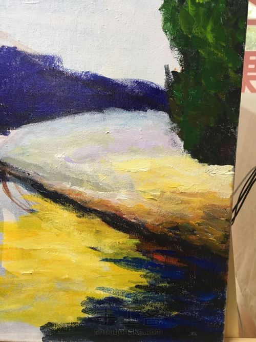 雪景树林丙烯画 第7步