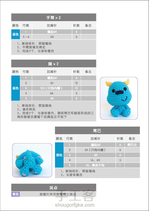 毛怪大眼仔钩编玩偶 猫咪酱编译版 第3步