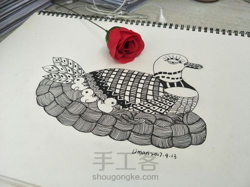 黑白线描画 第7步