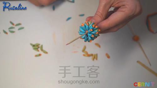 粘土手工制作刺球花耳环【转载】 第8步