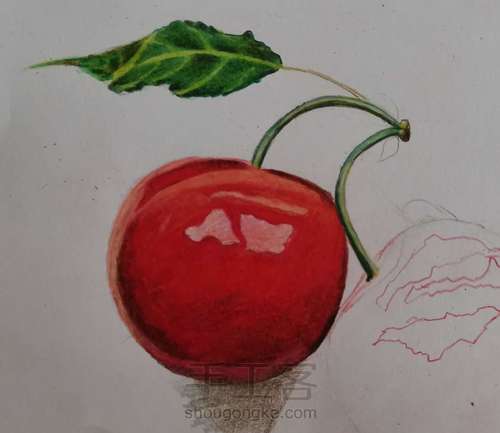 【干货】超详细的彩铅画樱桃教程 第24步