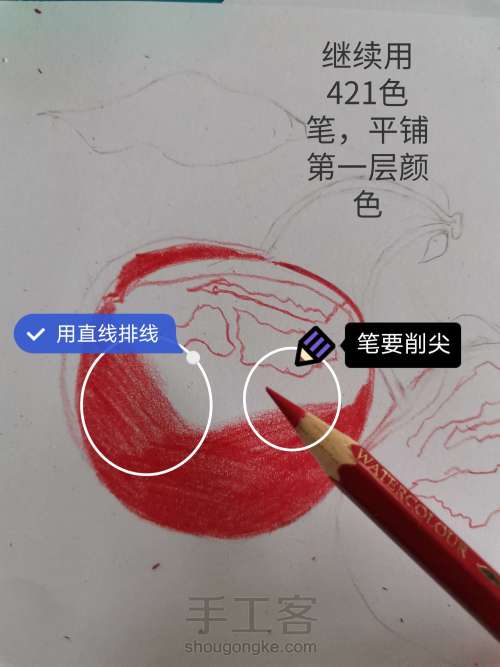 【干货】超详细的彩铅画樱桃教程 第7步