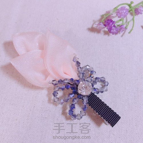 韩版纱带水晶刘海夹 第1步