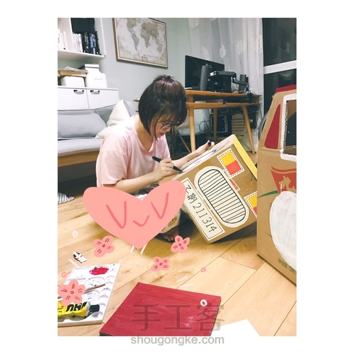 玩个纸箱|用旧纸箱给小朋友做个赛车吧 第7步