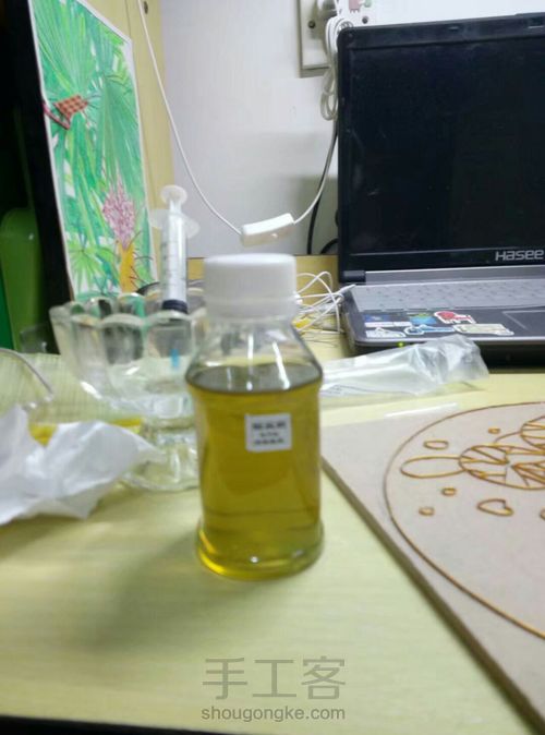 荷花--（金丝沙画）景泰蓝工艺画 第2步