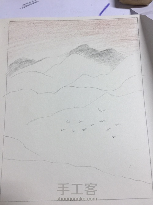 三只彩铅画一副“水墨画” 第2步