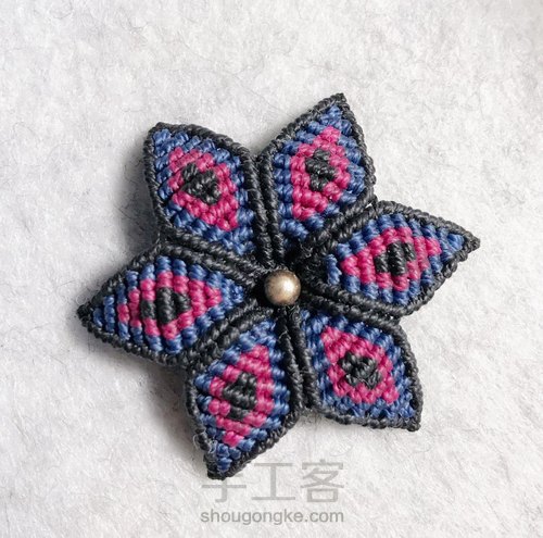 斜卷结多彩花制作 第62步