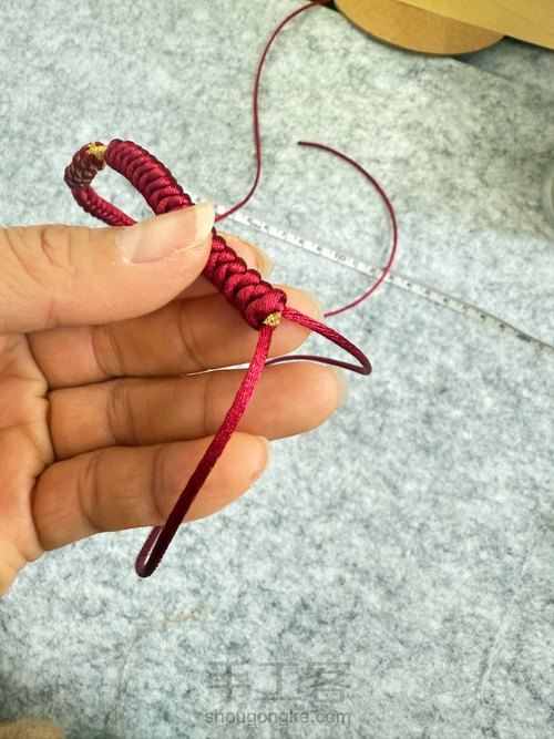 “金玉满堂·平安吉祥”红绳制作技法教学———非遗结绳公益活动体验款 第10步