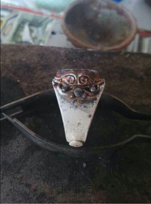 分享DIY手工银戒指和卡子镶嵌过程 第6步