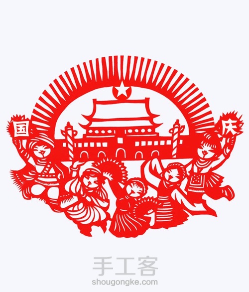 【剪纸团扇】用手工刮起一阵爱国之风 第19步