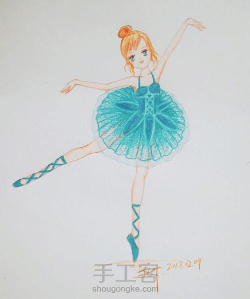 【原创】彩铅动漫芭蕾女孩 第24步