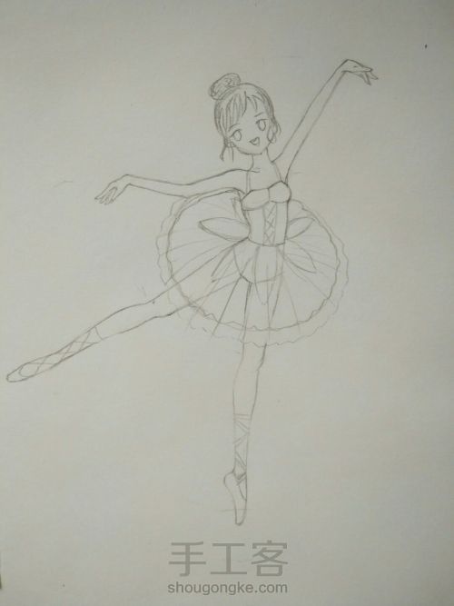【原创】彩铅动漫芭蕾女孩 第6步