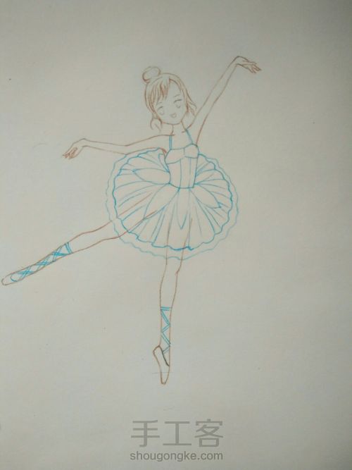 【原创】彩铅动漫芭蕾女孩 第8步