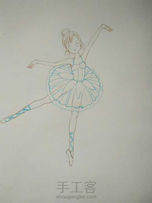 【原创】彩铅动漫芭蕾女孩 第8步