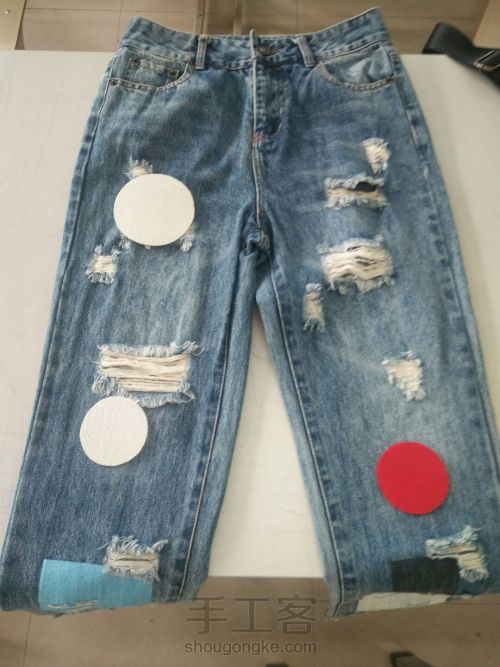 【原创】旧牛仔裤改造趣味图案时尚小人裤 第7步