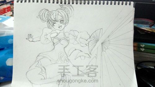 泠手绘 临摹王者小乔 第2步