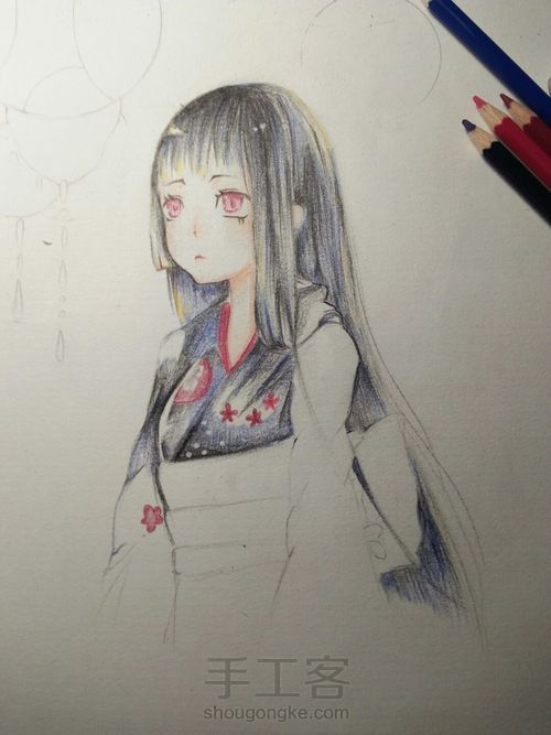 彩铅手绘动漫 第13步