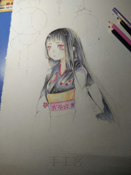 彩铅手绘动漫 第14步