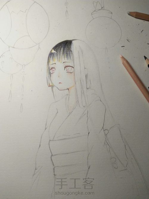 彩铅手绘动漫 第4步