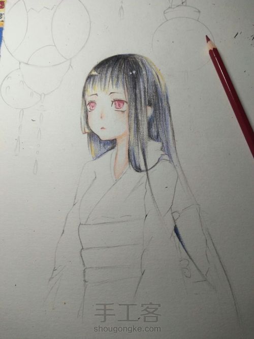 彩铅手绘动漫 第6步