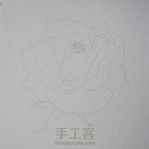 剔透水彩玫瑰花的画法 第1步