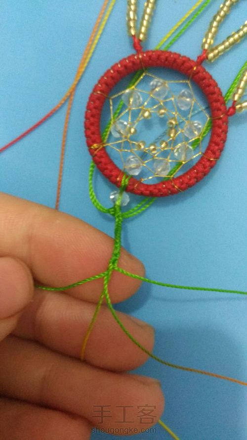diy钥匙圈捕梦网2 第12步
