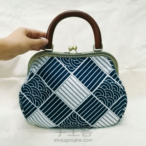 和风帆布三片式口金拎包 第7步