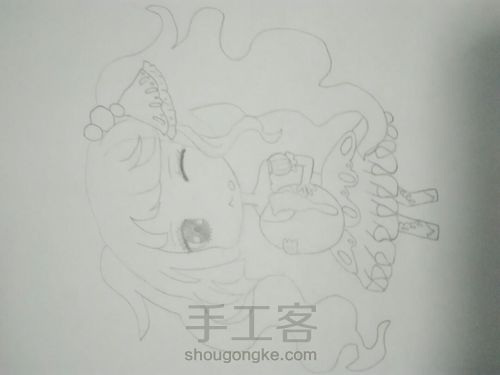 蓝莓汤圆人形的画法 第4步