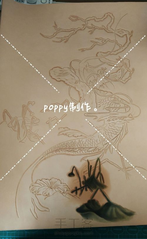【poppy的皮雕上色】原稿来自杉泽大大。皮雕制作poppy 第3步