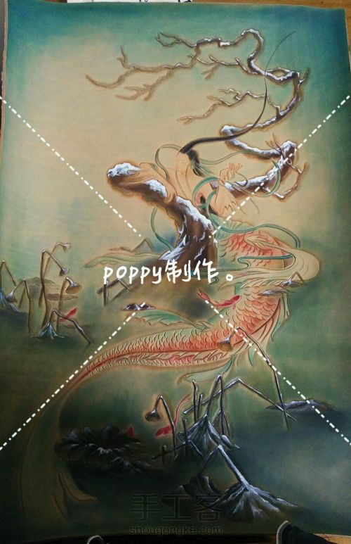 【poppy的皮雕上色】原稿来自杉泽大大。皮雕制作poppy 第5步