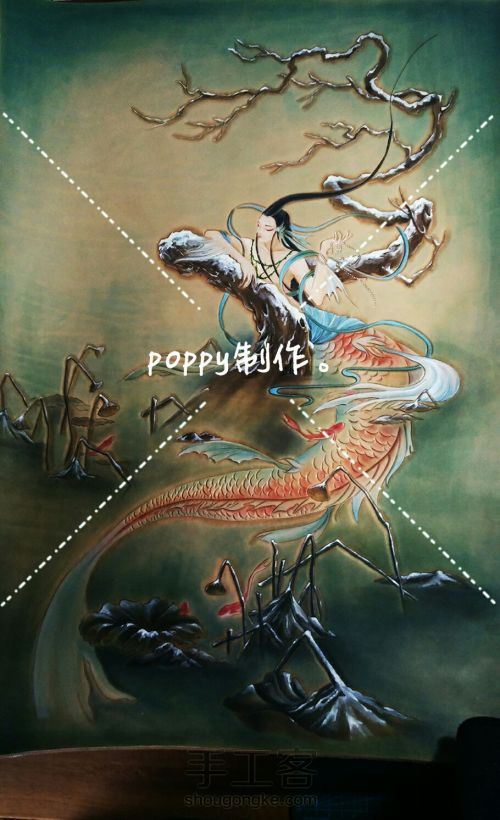 【poppy的皮雕上色】原稿来自杉泽大大。皮雕制作poppy 第6步