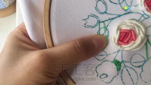七夕节就快到啦,给你的他 刺绣一束玫瑰! 第5步