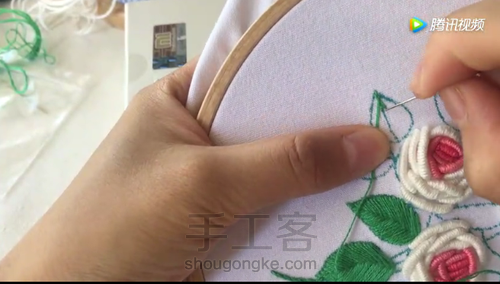 七夕节就快到啦,给你的他 刺绣一束玫瑰! 第9步