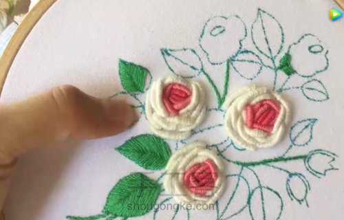 七夕节就快到啦,给你的他 刺绣一束玫瑰! 第11步