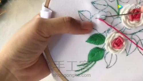 七夕节就快到啦,给你的他 刺绣一束玫瑰! 第12步