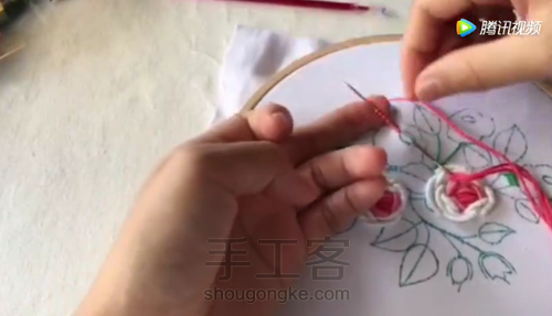 七夕节就快到啦,给你的他 刺绣一束玫瑰! 第13步