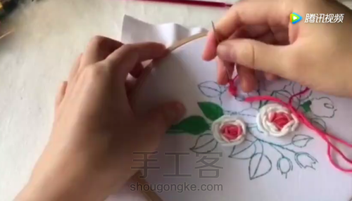 七夕节就快到啦,给你的他 刺绣一束玫瑰! 第14步